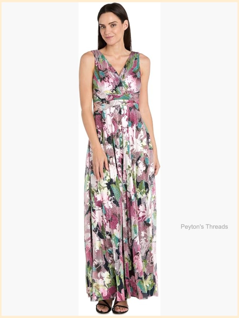 Sleeveless V-Neck Pleated Maxi Dress With Sculpted Waist